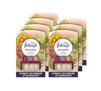 Febreze Désodorisant Électrique Recharge Parfum Fruits Exotiques x7 (20ml) | 7 recharges (20ml). 3 parfums en alternance. Combat les odeurs en continu. Fraîcheur 90 jours.
