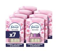 Febreze Désodorisant Électrique Recharges (7 Recharges de 20ml avec 3 Parfums en Alternance), Parfum Fleur Naissante, Combat les Odeurs et Rafraîchit Jusqu'à 90 Jours