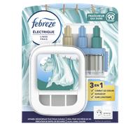 Febreze Kit De Démarrage Diffuseur Électrique Parfum Linge Frais, Prise + Recharge de 20ml, 3 Parfums en Alternance, Combat les Odeurs et Rafraîchit Jusqu'à 90 Jours