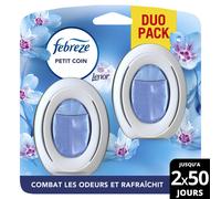 Febreze Petit Coin, Désodorisant WC en Continu (7,5 ml x2), Parfum Eveil Printanier, Combat Les Odeurs, Fraîcheur Jusqu'à 50 Jours