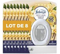 Febreze Petit Coin Et Salle De Bains, Fleur de Vanille (8 x 7,5ml), Liquide Désodorisant En Continu