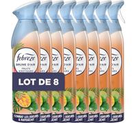 Febreze Spray Désodorisant (185ml x8), Fruits Exotiques, 2en1, Combat Efficacement Les Odeurs, Laisse Un Parfum Frais