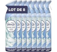 Febreze Spray Désodorisant (185ml x8), Linge Frais, 2en1, Combat Efficacement Les Odeurs, Laisse Un Parfum Frais