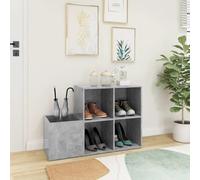 Fecpoo Armoire à chaussures de couloir gris béton 105 cm de large en bois - Étagère à chaussures 105 x 35,5 x 70 cm pour ranger les chaussures dans l'entrée