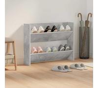 Fecpoo Armoire à chaussures murale, gris béton, 80 cm de large, matériau en bois, 2 compartiments, étagère à chaussures simple, 80 x 18 x 60 cm, pour une entrée organisée