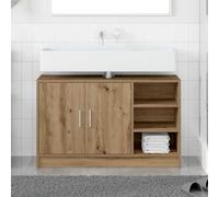 Fecpoo Armoire de salle de bain en bois 90 x 29 x 55 cm Chêne Artisan avec portes à charnières et barres de poignée pour intérieur