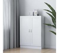 Fecpoo Bibliothèque 82,5 x 30,5 x 115 cm blanche en MDF avec compartiments et portes spacieux pour livres, DVD, décoration