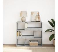 Fecpoo Bibliothèque comme séparateur de pièce, 100 cm de large, gris béton, matériau en bois, 6 compartiments pour livres et décoration