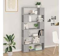 Fecpoo Bibliothèque comme séparateur de pièce, gris sonoma, 100 cm de large, 188 cm de haut, matériau en bois, 6 compartiments pour décoration moderne
