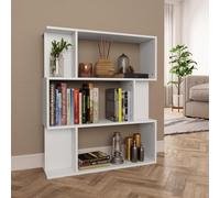 Fecpoo Bibliothèque, séparateur de pièce, blanc, 80 x 24 x 96 cm, avec 3 grands + 6 petits compartiments pour couloir, salon