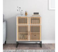 Fecpoo Buffet blanc 60 x 30 x 75 cm en bois et pin massif - Buffet stable avec porte et tiroir pour un rangement organisé