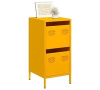 Fecpoo Buffet en acier laminé à froid jaune moutarde 35 x 39 x 73,5 cm avec 2 tiroirs - Buffet peu encombrant pour salon, chambre à coucher et couloir