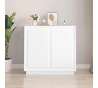 Fecpoo Buffet en bois - 80 x 34 x 75 cm - Blanc - Avec 4 compartiments fermés - Meuble de salle à manger ou de couloir robuste pour espace de rangement et présentation élégante de surface