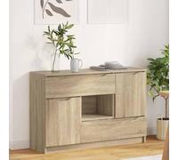 Fecpoo Buffet en bois de 100 cm de long en chêne Sonoma avec 2 portes et 1 tiroir, 65,6 cm de haut - Pour salon et salle à manger modernes