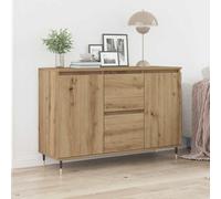 Fecpoo Buffet en bois de 101,5 cm de long en chêne artisanal avec design moderne, 2 tiroirs, 2 portes, idéal pour une solution élégante d'espace