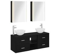 Fecpoo Ensemble de meubles de salle de bain 5 pièces Chêne noir 42,24 kg Montage mural