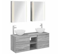 Fecpoo Ensemble de meubles de salle de bain 5 pièces Gris Sonoma 42,24 kg Montage mural