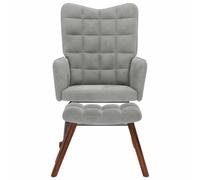 Fecpoo Fauteuil à bascule avec tabouret Gris clair 61 x 78 x 98 cm Velours | Tissu en velours doux 100 % polyester, cadre en métal en bois robuste, rembourrage épais, polyvalent
