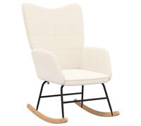 Fecpoo Fauteuil à bascule Crème Sherpa 61 x 78 x 93,5 cm Métal/contreplaqué | Tissu Sherpa doux et durable, mécanisme à bascule stable, montage facile, pour le salon et le bureau