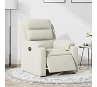 Fecpoo Fauteuil relax avec fonction allongée électrique | Velours crème (100 % polyester), 75 x 148 x 79,5 cm (allongé), 110 kg - Fauteuil TV confortable