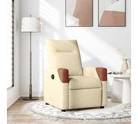 Fecpoo Fauteuil relax crème/marron en tissu polyester, assise 50 x 54 cm, hauteur d'assise 47 cm, cadre en bois et métal stable, pour adulte