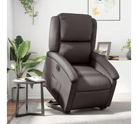 Fecpoo Fauteuil relax électrique avec fonction de lever et de couchage, 100 % cuir de vachette, marron foncé, hauteur d'assise 42 à 45 cm, pour la maison