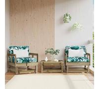 Fecpoo Lot de 2 chaises de jardin avec coussins d'assise et de dossier - Bois de pin imprégné sous pression - 64 x 61 x 62 cm - Pour l'extérieur