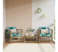 Fecpoo Lot de 2 chaises de jardin avec coussins d'assise et de dossier - Bois de pin imprégné sous pression - 63,5 x 63,5 x 60 cm - Pour l'extérieur