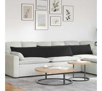 Fecpoo Lot de 2 coussins de canapé noirs 200 x 40 cm en velours côtelé - Design moderne avec texture veloutée, housse lavable, rembourrage intérieur en polyester