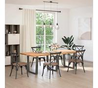 Fecpoo Lot de 3 pieds de table à manger en forme de V anthracite en acier revêtu par pulvérisation 90 cm de largeur x 72-73,3 cm de hauteur avec pieds de nivellement en plastique pour table à manger