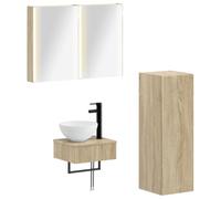 Fecpoo Lot de 4 armoires de salle de bain en chêne Sonoma 43 x 11,5 x 60,5 cm