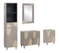 Fecpoo Lot de 4 armoires de salle de bain murales en bois massif de mangue, 38-62 cm de large, 58-160 cm de hauteur, pour ménage individuel et la famille