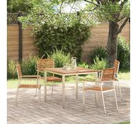 Fecpoo Lot de 4 chaises de jardin en teck massif, finition huilée naturelle, 56 x 54,5 x 87 cm, ergonomiques, résistantes aux intempéries, pour extérieur