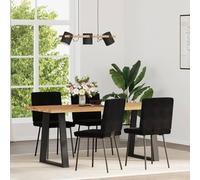Fecpoo Lot de 4 chaises de salle à manger noires | Housse en velours (100 % polyester), rembourrées avec mousse, hauteur d'assise 47 cm, idéales pour la maison moderne