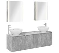 Fecpoo Lot de 5 armoires de salle de bain en bois gris béton 53,19 kg
