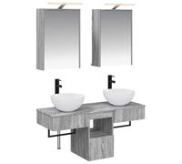 Fecpoo Lot de 5 armoires de salle de bain Gris Sonoma 43 x 16 x 62,5 cm Montage mural