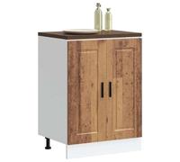Fecpoo Meuble bas de cuisine Porto aspect bois vieilli 60 x 46 x 81,5 cm avec pieds réglables pour cuisine moderne