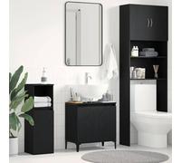 Fecpoo Meuble de lavabo mural pour salle de bain - Aspect chêne noir - Largeur : 58 cm - En bois - Avec portes à charnières
