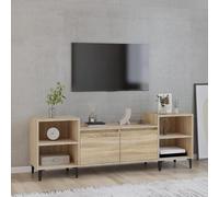 Fecpoo Meuble TV en bois de 160 cm de large en chêne Sonoma avec espace de rangement et plateau supérieur stable pour salon