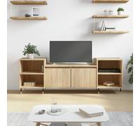 Fecpoo Meuble TV en chêne Sonoma de 160 cm avec portes, espace de rangement et plateau supérieur stable pour installation TV