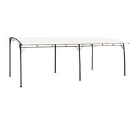 Fecpoo Pare-soleil de jardin Pergola 6 x 3 x 2,55 m, toit en polyester blanc crème avec cadre en acier revêtu par pulvérisation, pour terrasse et jardin