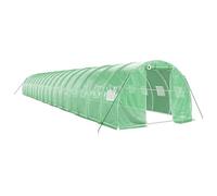 Fecpoo Serre avec cadre en acier - 18 x 3 x 2 m - Avec bâche en polyéthylène 140 g/m² - Vert - Pour jardiniers amateurs, avec fenêtres en filet enroulables et porte zippée
