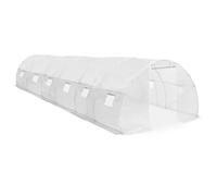 Fecpoo Serre de 27 m², 900 x 300 x 200 cm, blanc, filet PE 170 g/m², cadre en acier inoxydable, fenêtre 12 x 38 x 38 cm, porte 100 x 185 cm, pour jardin agricole