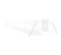 Fecpoo Serre de 60 m² avec cadre en acier avec bâche en polyéthylène - 20 x 3 x 2 m - Blanc - Pour jardiniers amateurs, avec fenêtres en filet enroulables et porte zippée