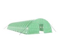 Fecpoo Serre en acier galvanisé avec bâche en polyéthylène indéchirable (140 g/m²), vert, 20 x 6 x 2,85 m, avec porte enroulable et 4 fenêtres en filet
