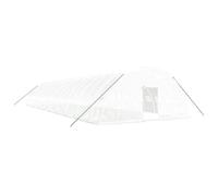 Fecpoo Serre en acier galvanisé avec film PE indéchirable (140 g/m²), blanc, 20 x 6 x 2,85 m, avec porte enroulable et 4 fenêtres en filet