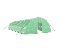 Fecpoo Serre en acier galvanisé et film PE 140 g/m², vert, 14 m x 6 m x 2,85 m, avec fenêtres en filet enroulables et porte zippée
