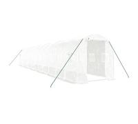 Fecpoo Serre en acier zingué 12 m x 2 m x 2 m, blanc, 24 m² - avec fenêtres filet enroulables et porte zippée pour protection des plantes