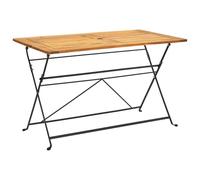 Fecpoo Table pliante de jardin en bois d'acacia massif 120 x 70 cm | Bois d'acacia résistant aux intempéries, pliable pour économiser de l'espace, avec trou pour parasol