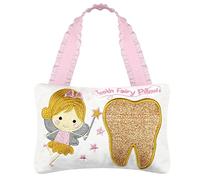 Fée des Dents Oreiller Broderie Fille Or Dents Brillantes avec Poche fée des Dents Souvenir Collection Enfants Cadeaux (Gold)